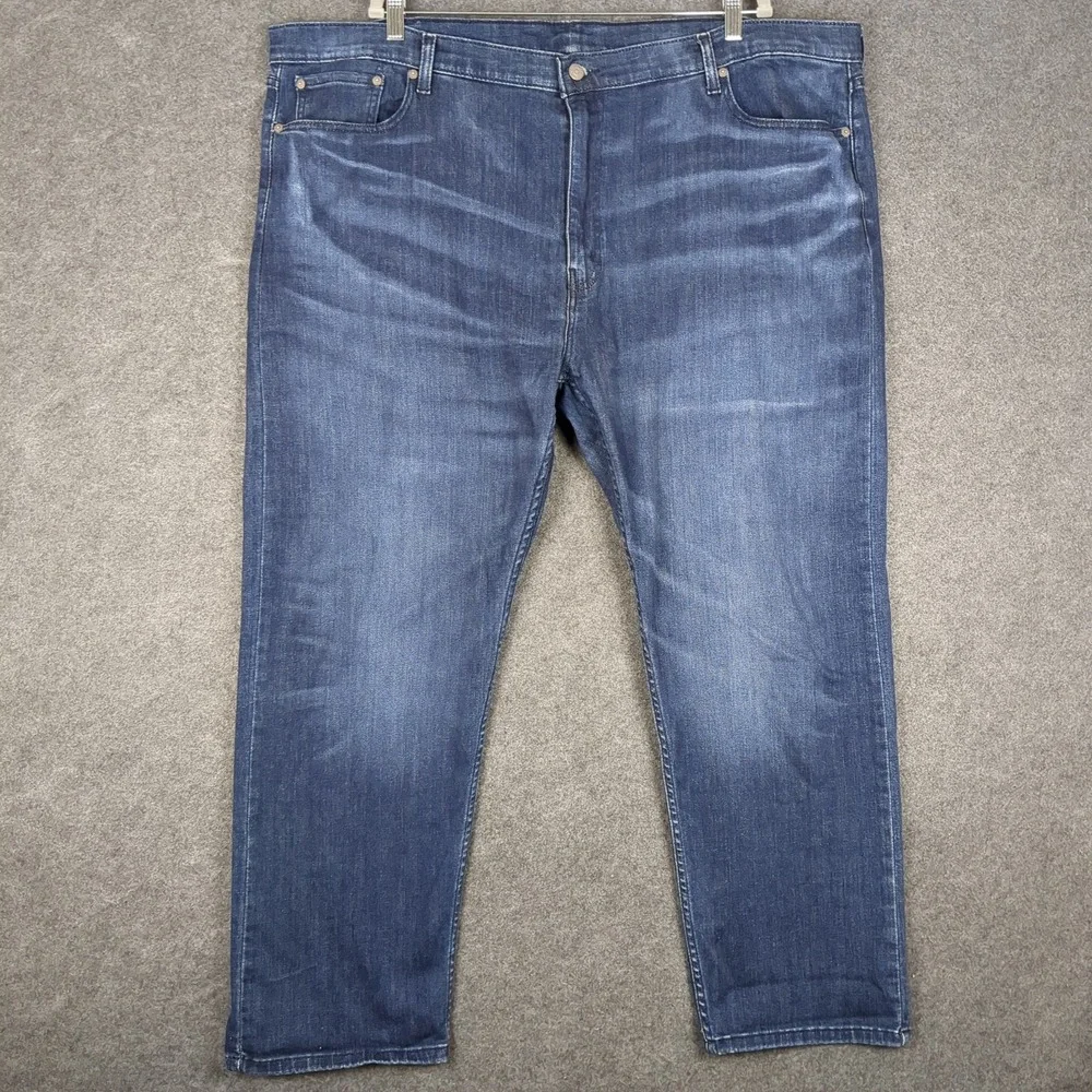 Levis 502 Taper Mens‎ Jeans 48x32 Dark Wash Blue Stretch Denim